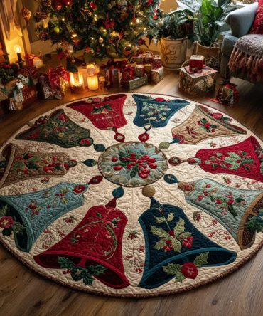 Holiday Bells Quilted Round Mat