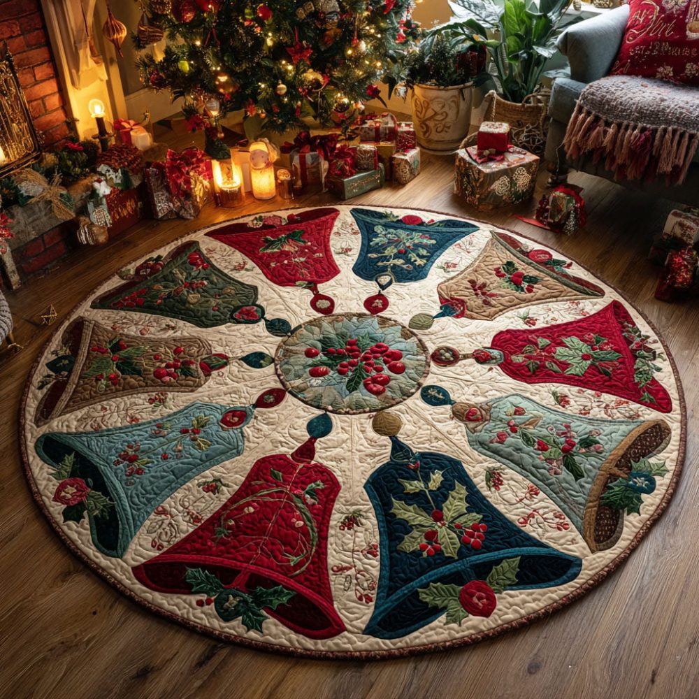 Holiday Bells Quilted Round Mat