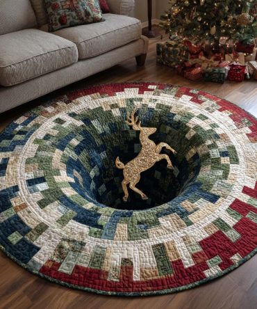 Holiday Bloom Quilted Round Mat