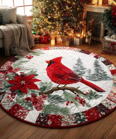 Holiday Bloom Quilted Round Mat