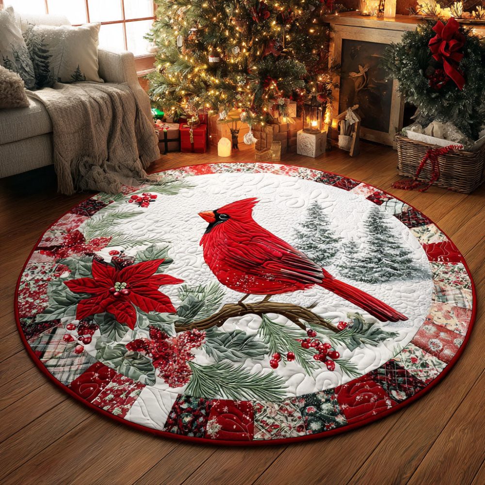 Holiday Bloom Quilted Round Mat