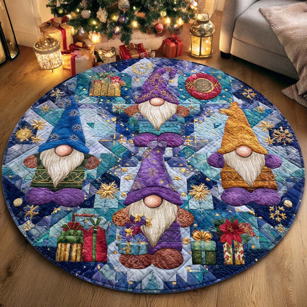 Holiday Gnome Quilted Round Mat