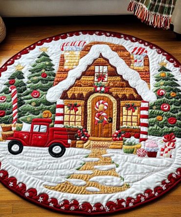 Holiday Hearth Quilted Round Mat