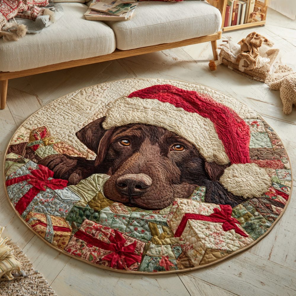 Holiday Labrador Retriever Quilted Round Mat