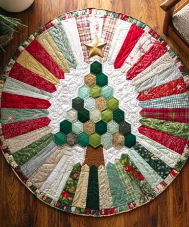 Holiday Mosaic Quilted Round Mat