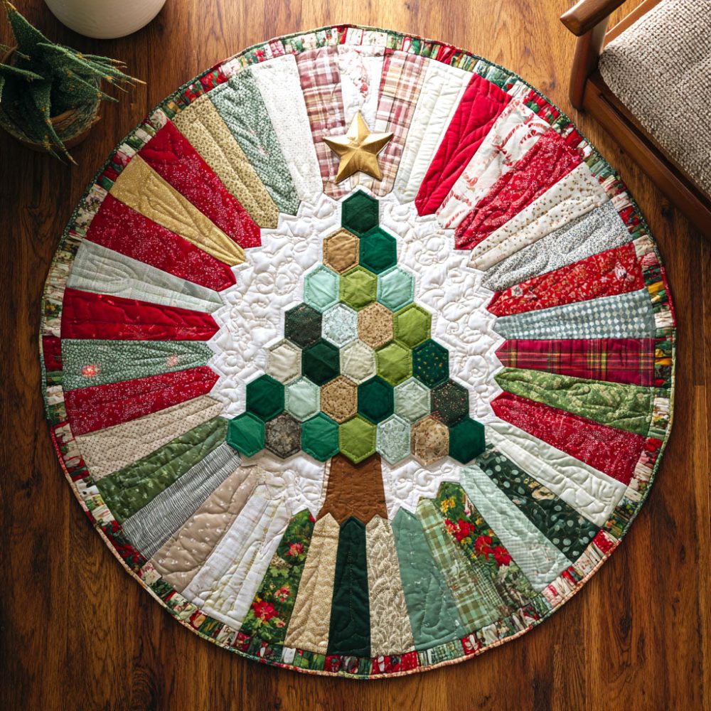 Holiday Mosaic Quilted Round Mat