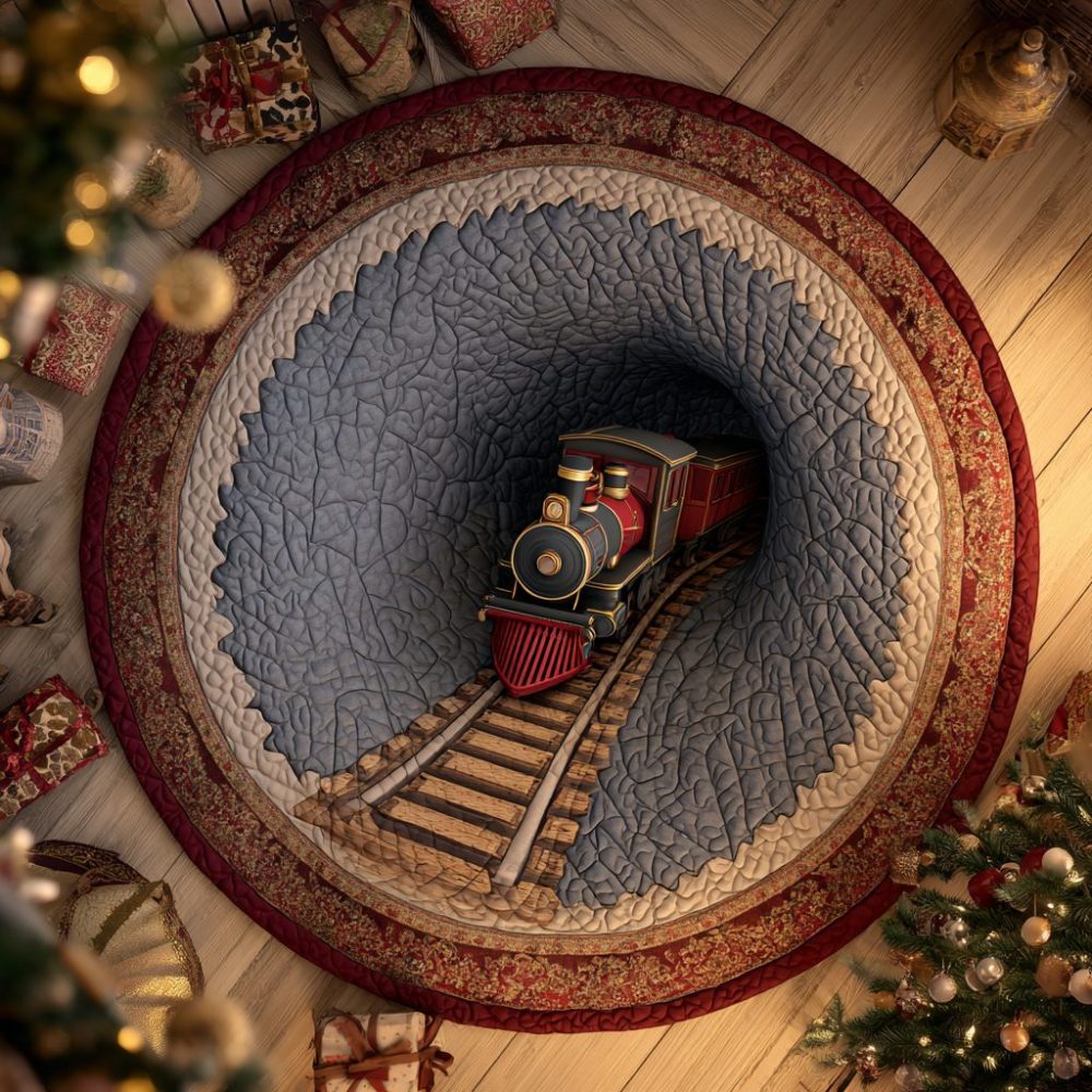 Holiday Path Quilted Round Mat