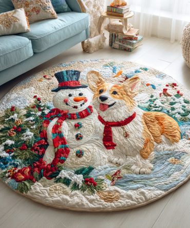 Holiday Paws Quilted Round Mat