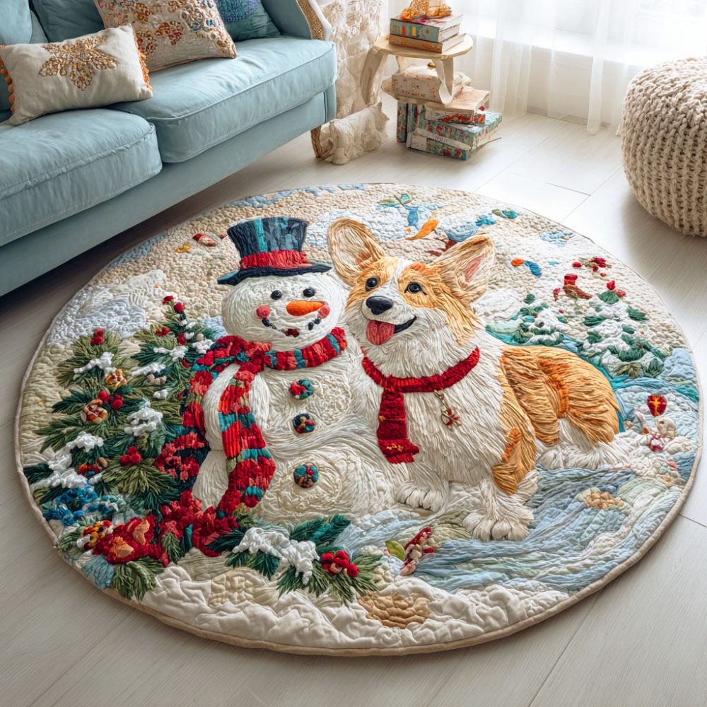 Holiday Paws Quilted Round Mat