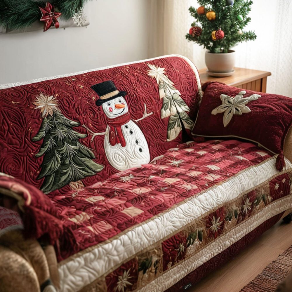 Holiday Plaid Charm Quilted Sofa Cover