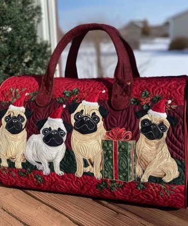 Holiday Pugsy Quilted Duffle Bag