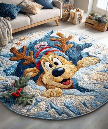 Holiday Pup Quilted Round Mat