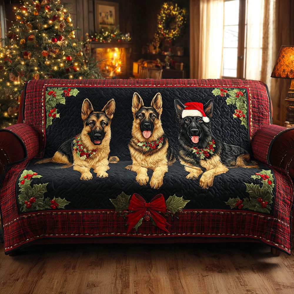 Holiday Shepherd Joy Quilted Sofa Cover