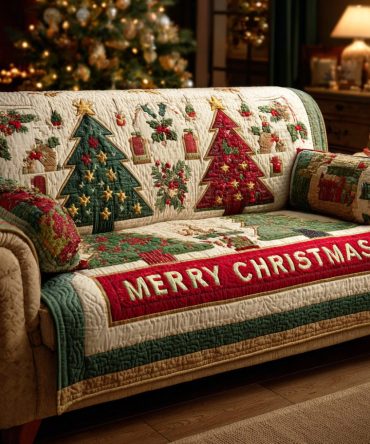 Holiday Spark Joy Quilted Sofa Cover