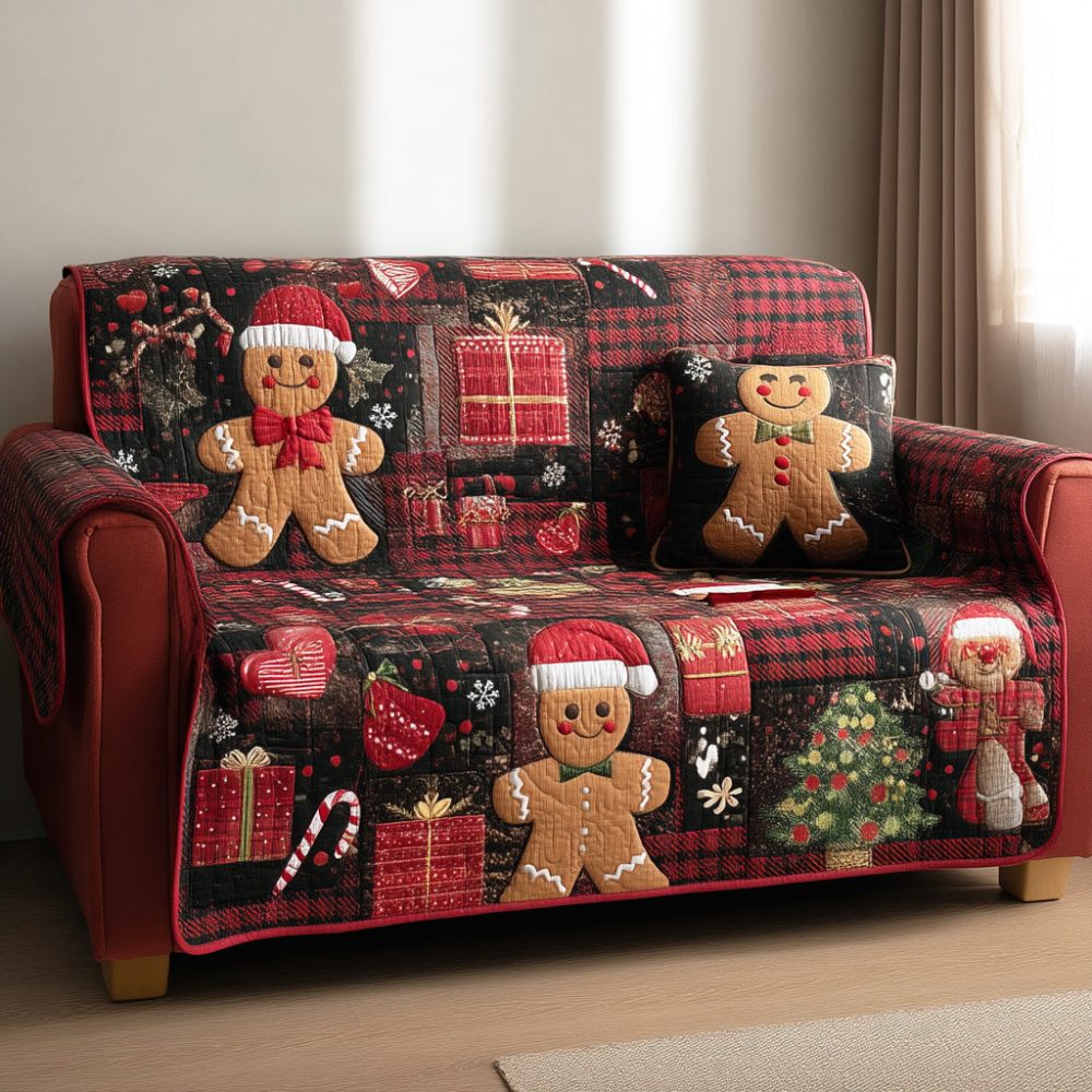 Holiday Warm Wishes Quilted Sofa Cover