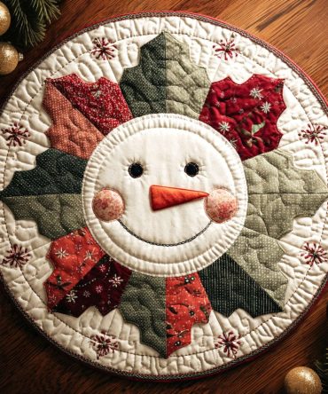 Holly Jolly Face Quilted Round Mat