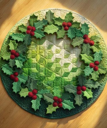 Holly Ring Quilted Round Mat