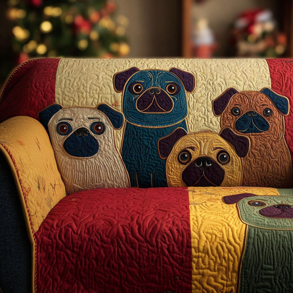 Home Sweet Pug Quilted Sofa Cover