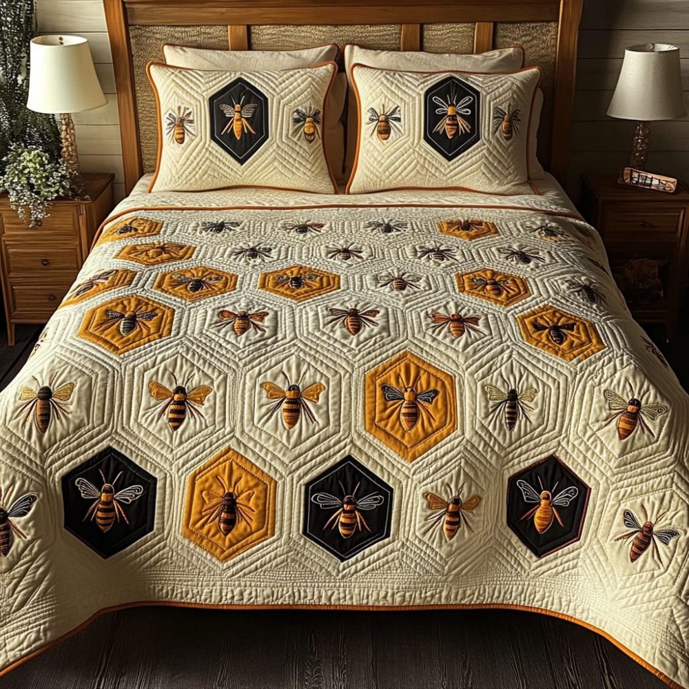 Honey Bee Dreams 3-Piece Quilted Bedding Set