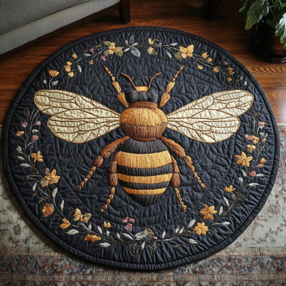 Honey Harvest Quilted Round Mat