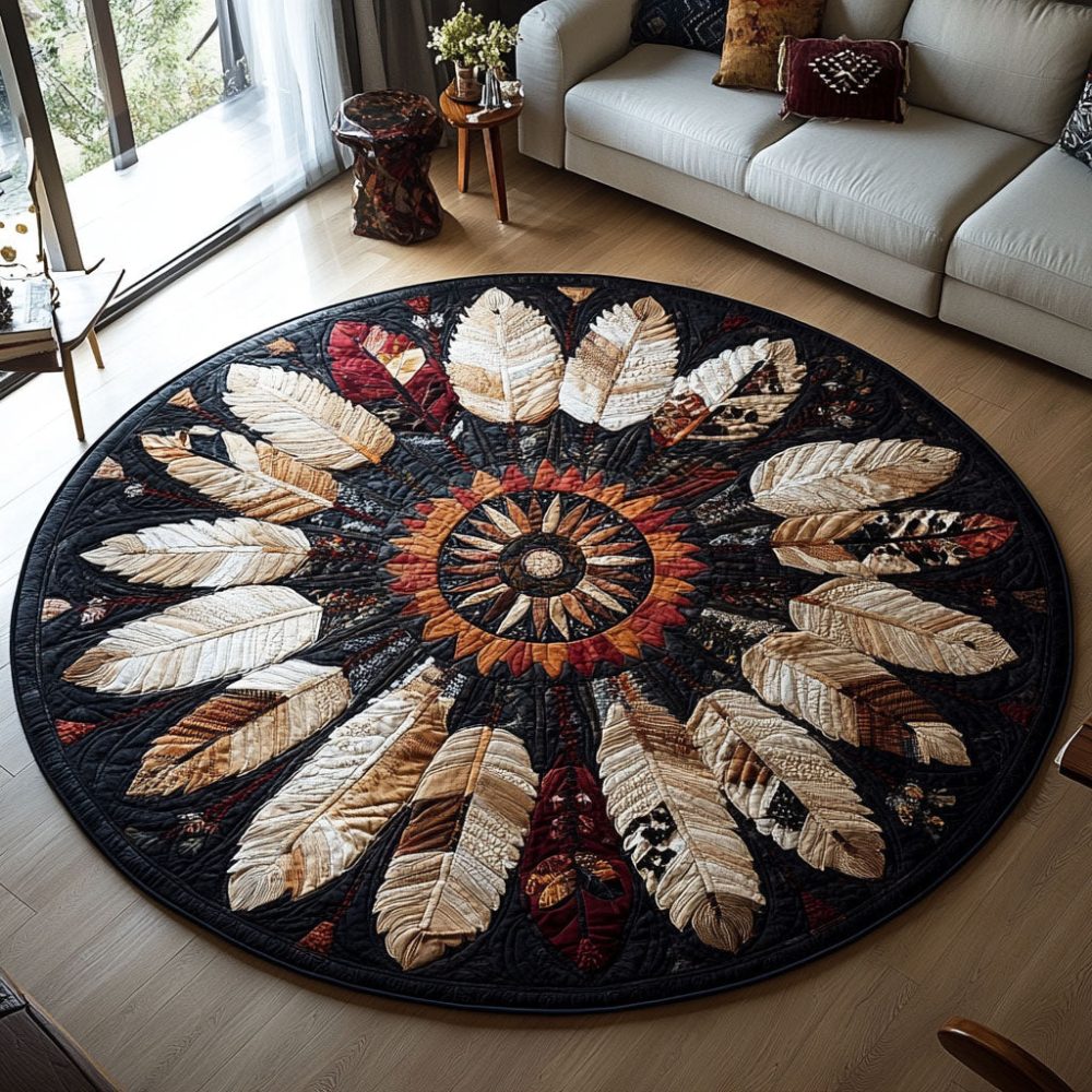 Horizon Geometry Quilted Round Mat