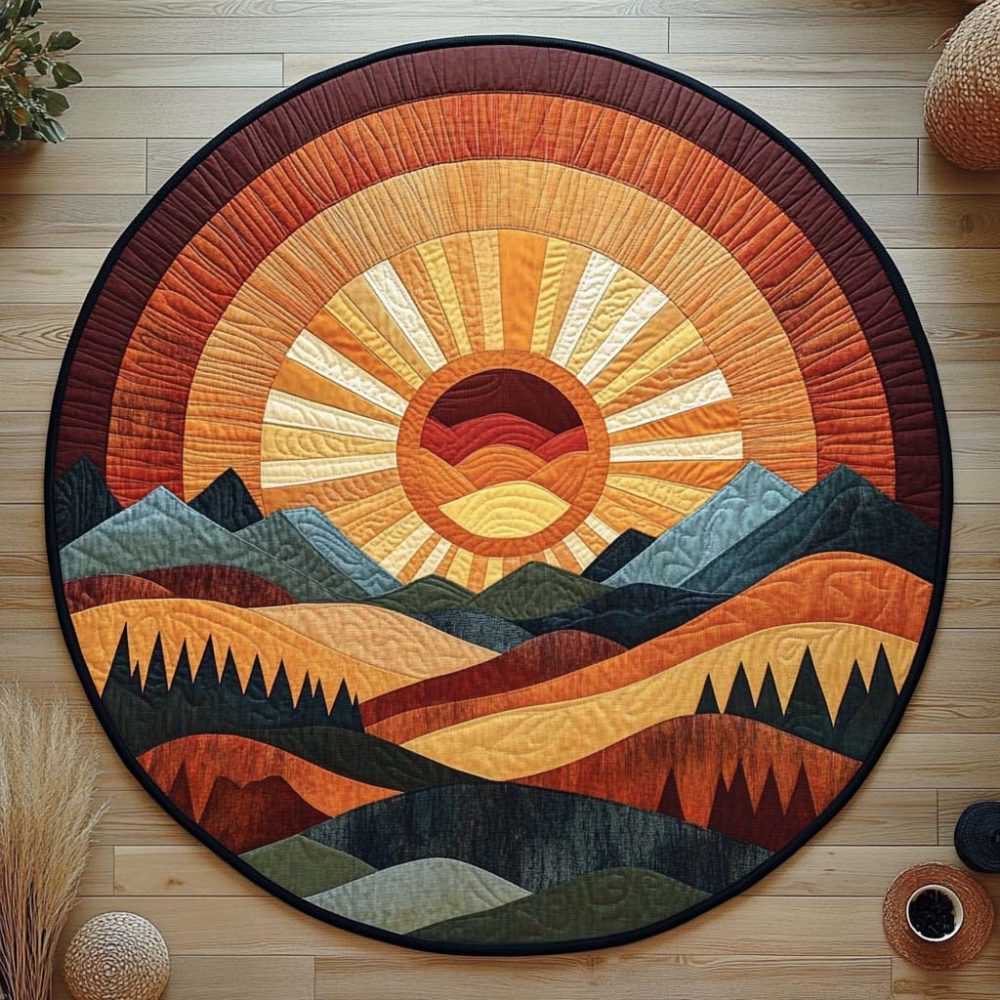 Horizon Sunburst Quilted Round Mat