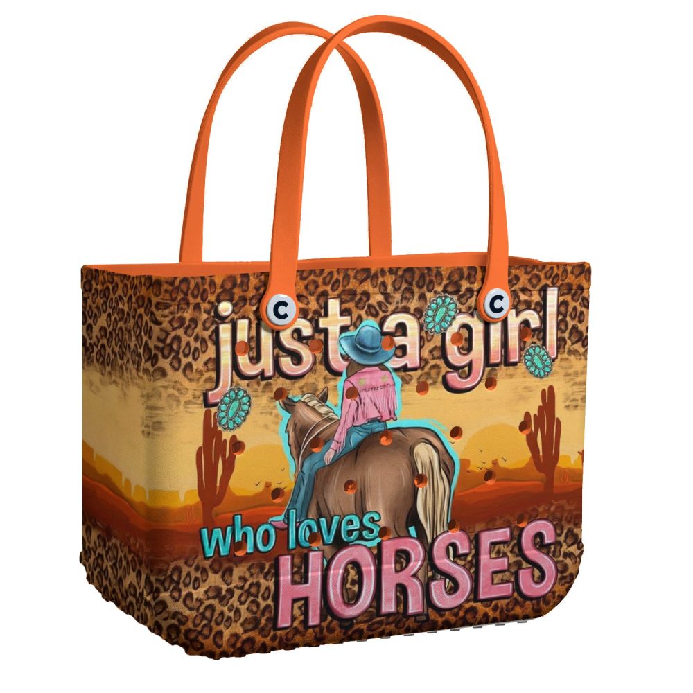 Stylish 'Just A Girl Who Loves Horses' Tote Bag – Perfect For Horse Lovers!