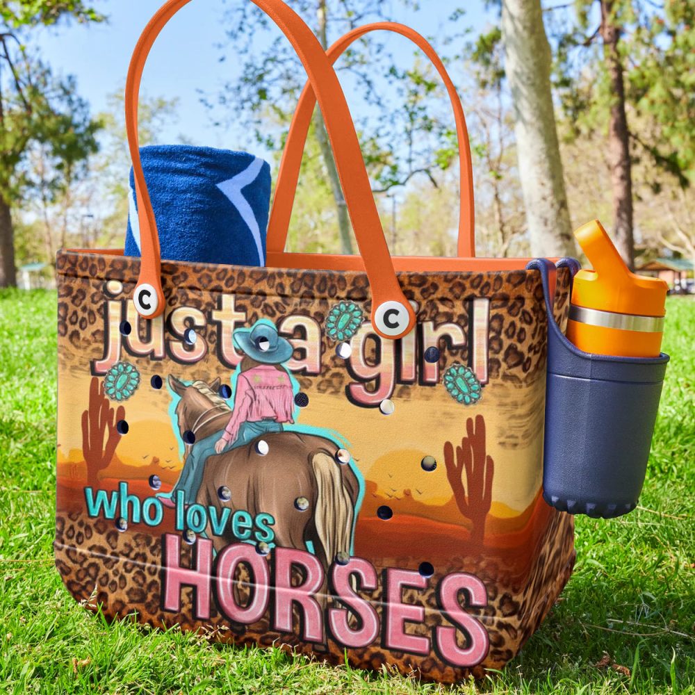 Stylish 'Just A Girl Who Loves Horses' Tote Bag – Perfect For Horse Lovers! - Image 3