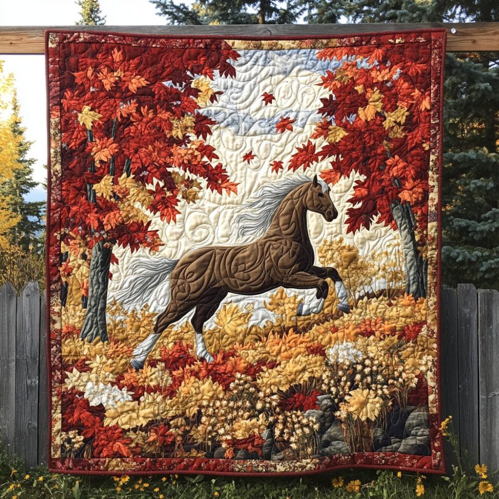 Horse Autumn Gallop Quilted Blanket