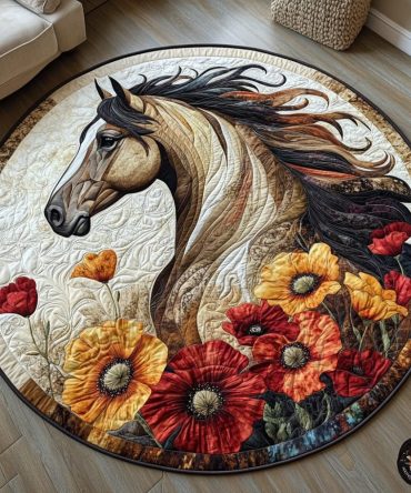 Horse Country Charm Quilted Round Mat