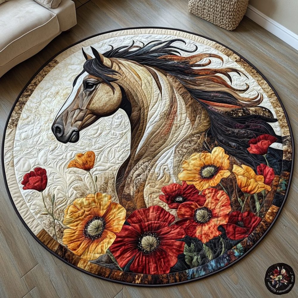 Horse Country Charm Quilted Round Mat