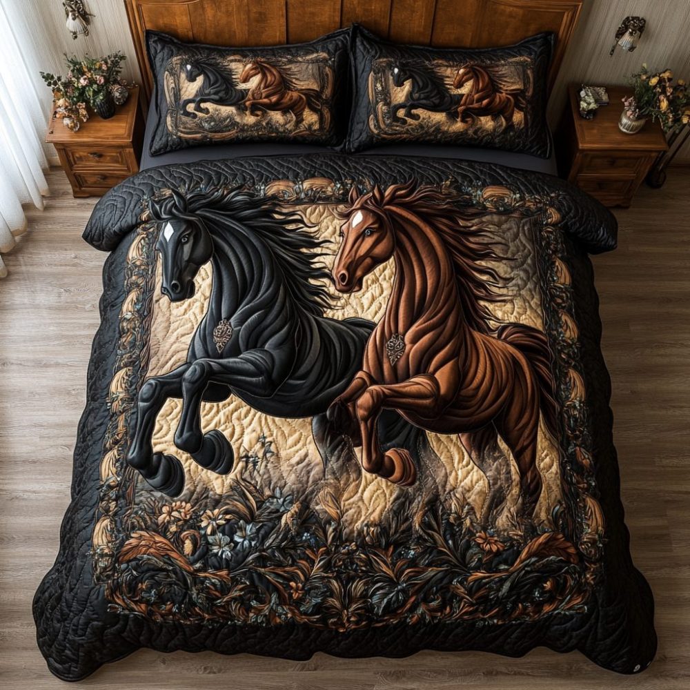 Horse Journey 3-Piece Quilted Bedding Set