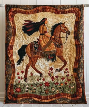 Horse Native American Quilted Blanket