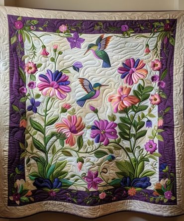 Hummingbird Garden Quilted Blanket
