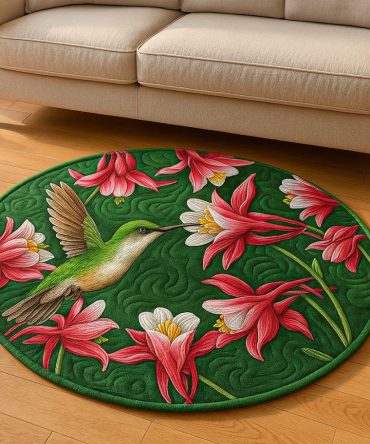 Hummingbird Harmony Quilted Round Mat