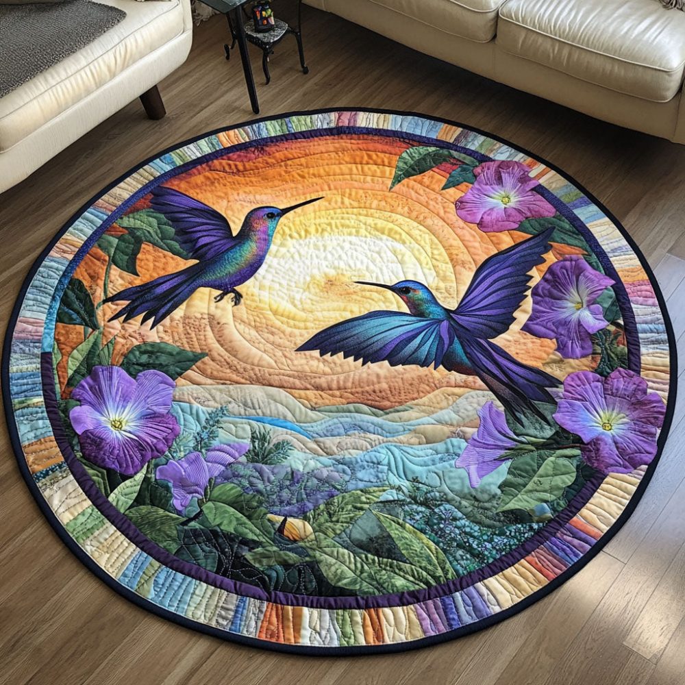 Hummingbird Harmony Quilted Round Mat
