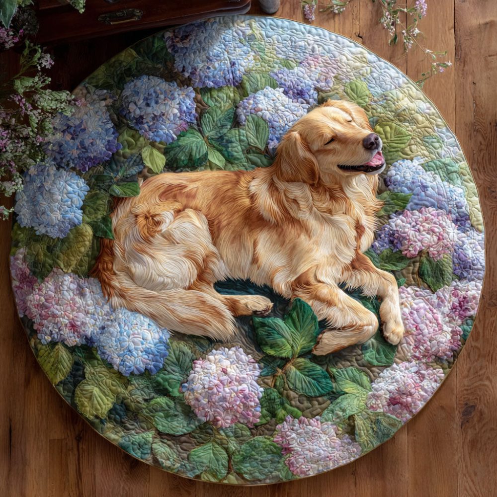 Hydrangea Rest Quilted Round Mat