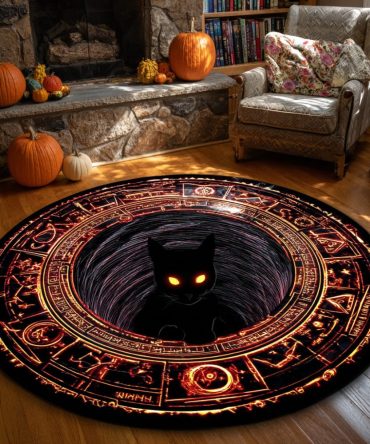 Inferno Cat Quilted Round Mat