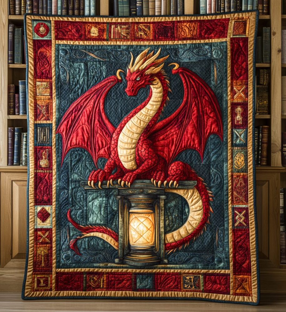 Inferno Dragon Quilted Blanket