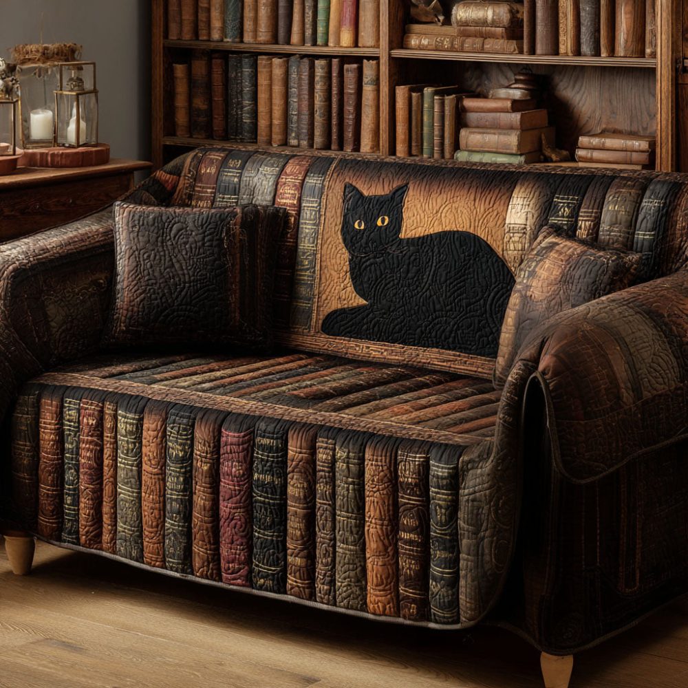 Inked Shadows Quilted Sofa Cover