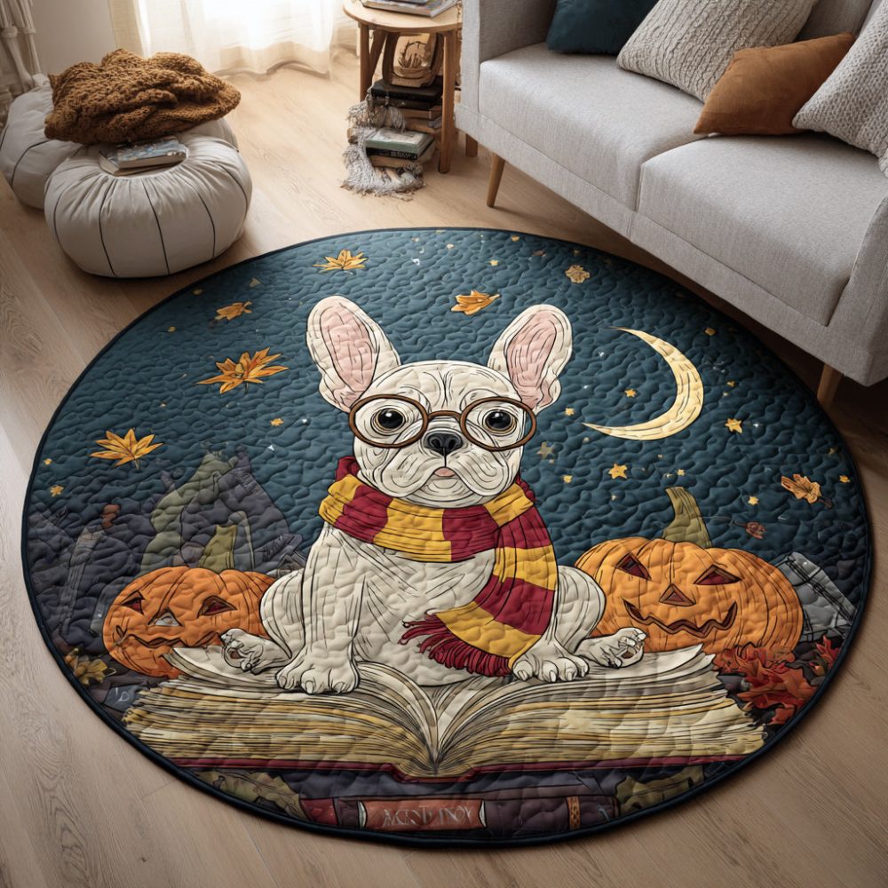 Intellectual French Bulldog Quilted Round Mat