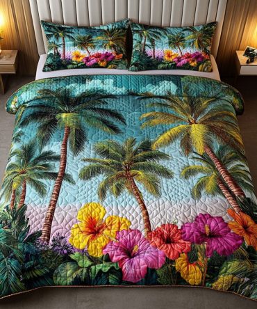 Island Bloom 3-Piece Quilted Bedding Set