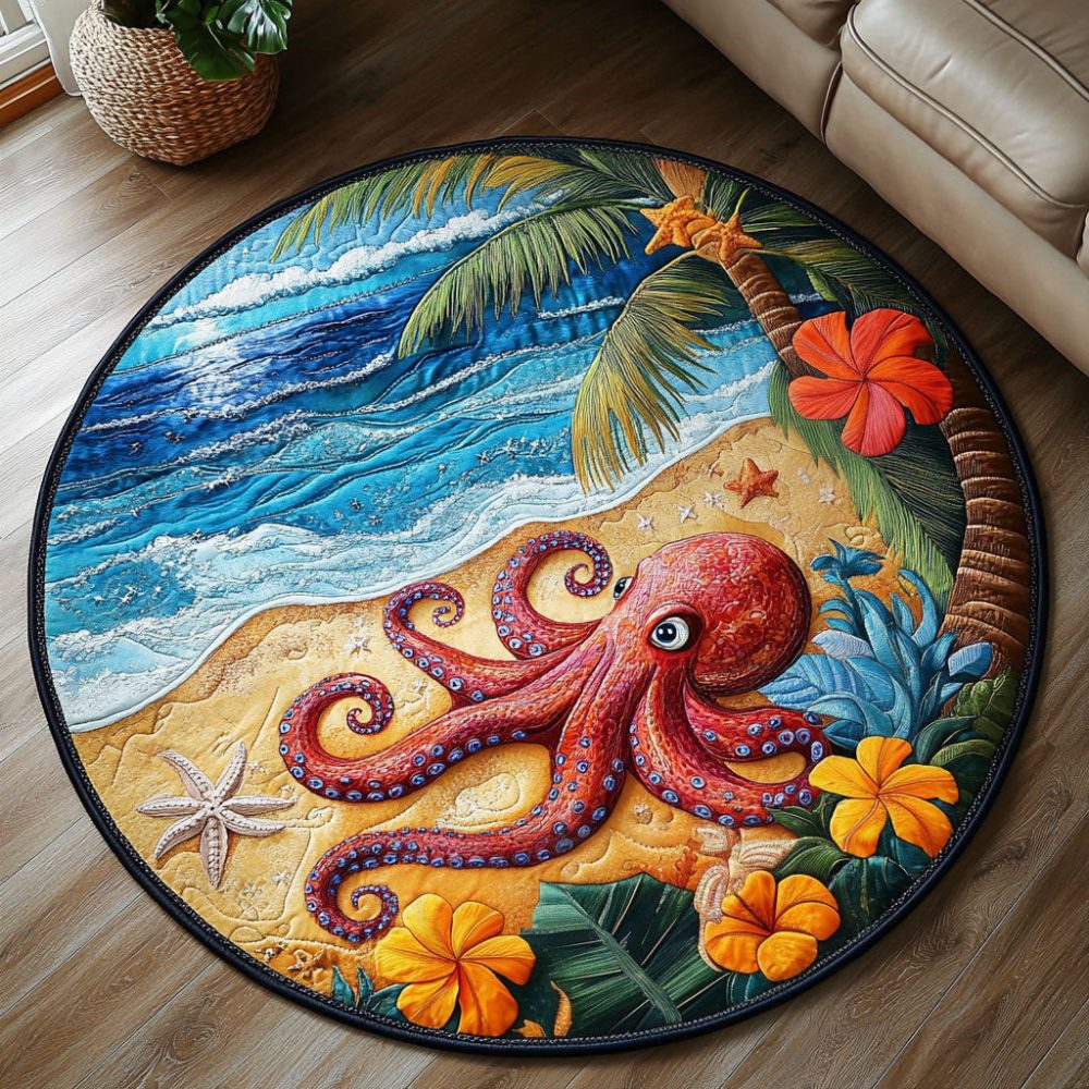 Island Spiral Quilted Round Mat