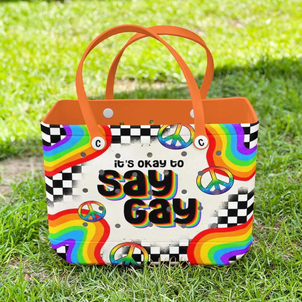 Bucket Tote Bag, Limited Edition Bogg Bag, Beach Bag It'S Okay To Say Gay - Image 3