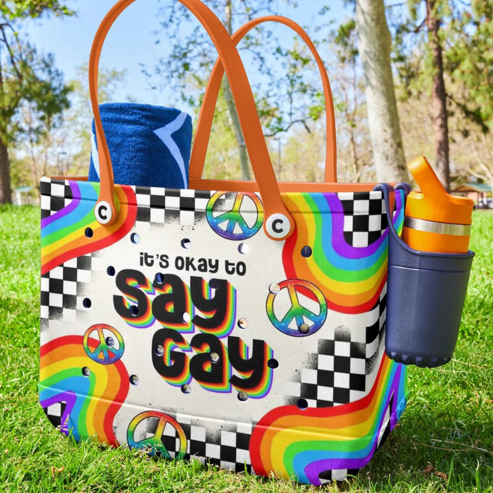Bucket Tote Bag, Limited Edition Bogg Bag, Beach Bag It'S Okay To Say Gay - Image 2