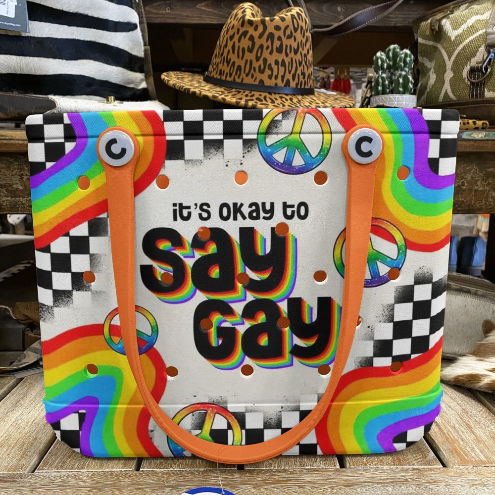 Bucket Tote Bag, Limited Edition Bogg Bag, Beach Bag It'S Okay To Say Gay - Image 6