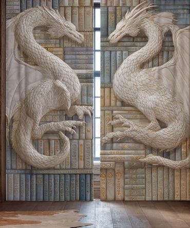 Ivory Twinwyrm Quilted Curtains