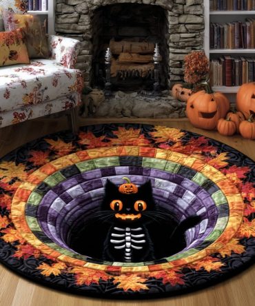 Jackbone Cat Quilted Round Mat