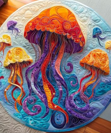 Jellyfish Bloom Quilted Round Mat