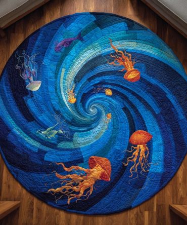 Jellyfish Drift Quilted Round Mat